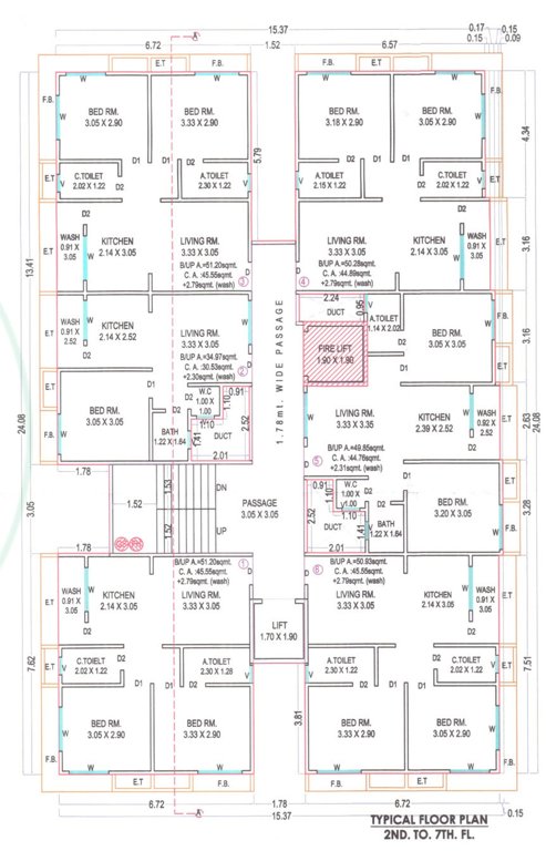  happynest residency A Cluster Plan from 2nd to 7th Floor