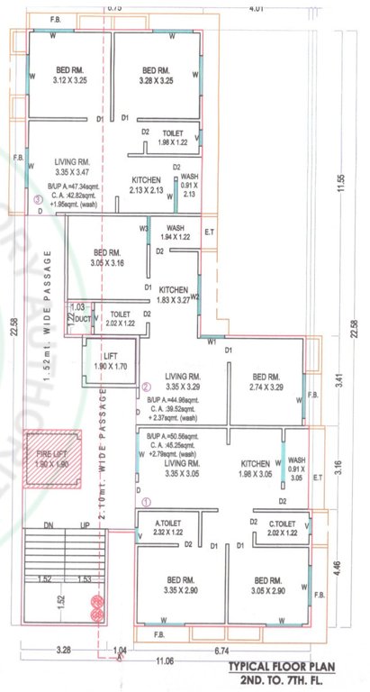  happynest residency B Cluster Plan from 2nd to 7th Floor