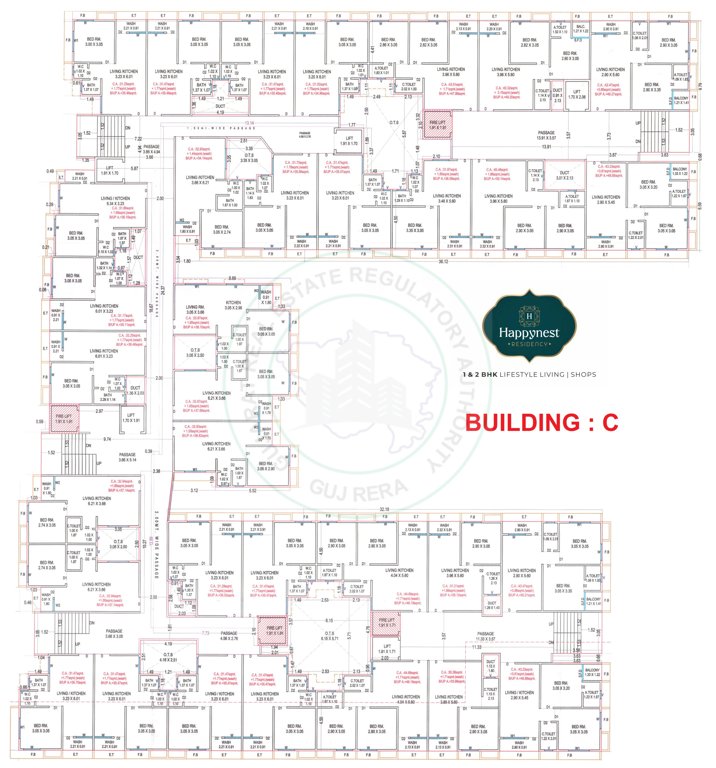  happynest residency C Cluster Plan from 1st to 7th Floor