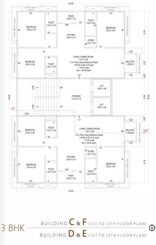  shivalik-classic Tower C,D,E,F Cluster Plan from 1st to 13th Floor