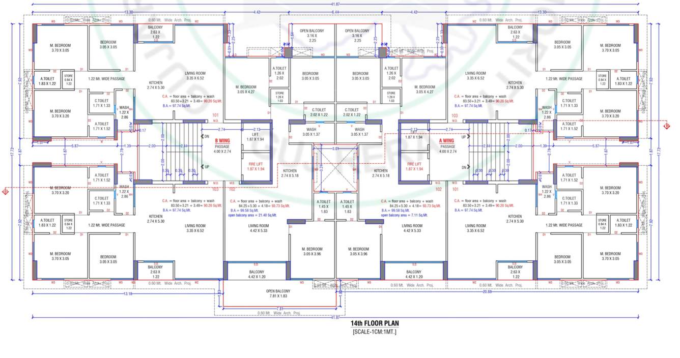  nilkanth imperia A+B Cluster Plan for 14th Floor