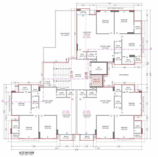  sky-castlee A Cluster Plan from 1st to 13th Floor