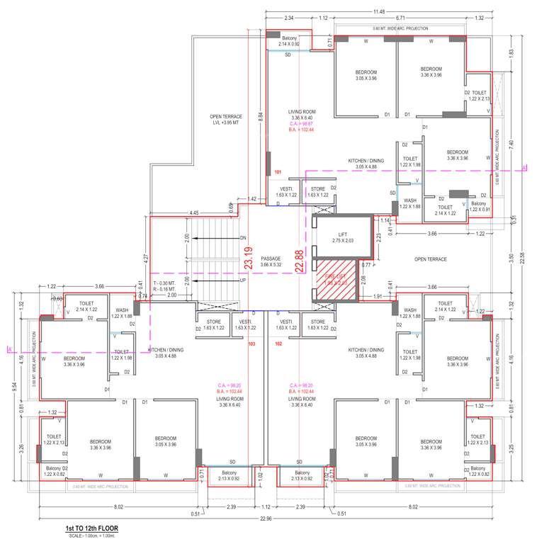  sky castlee A Cluster Plan from 1st to 13th Floor