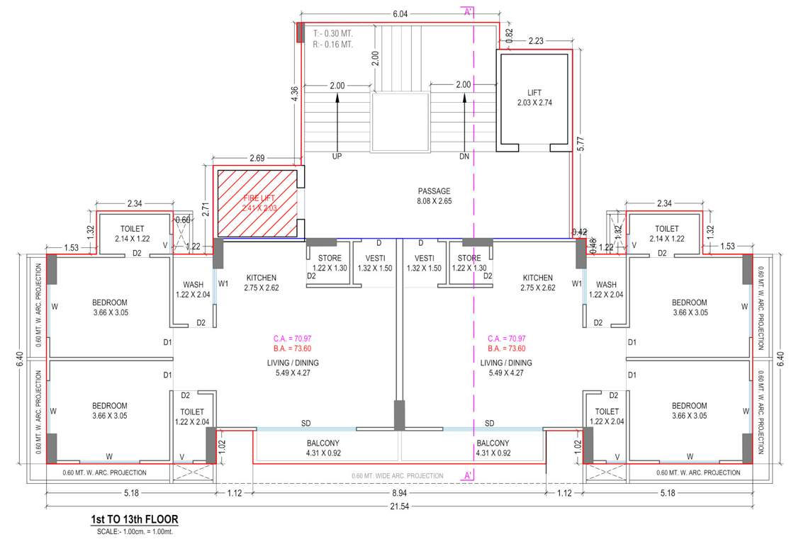  sky castlee B Cluster Plan from 1st to 13th Floor