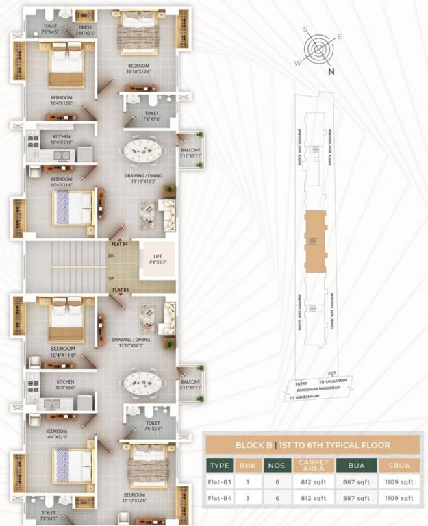 gokul prime Block B Typical Cluster Plan