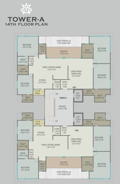  tiara-by-courtyard Tower A Cluster Plan for 14th Floor