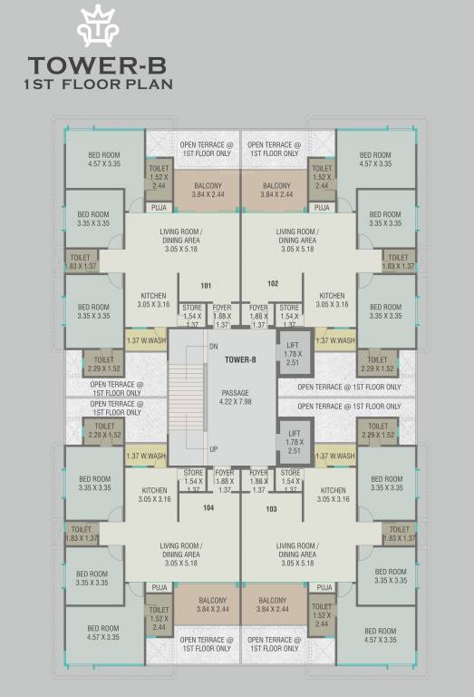  tiara by courtyard Tower B Cluster Plan for 1st Floor