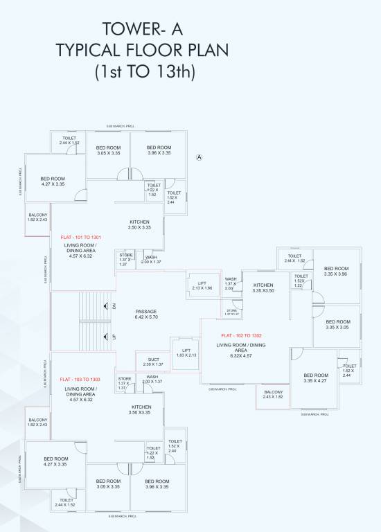  vr skyline TOWER A Cluster Plan from 1st to 13th Floor