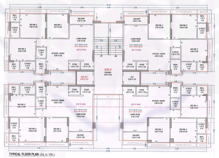  skycity world Tower B Cluster Plan from 3rd to 10th Floor