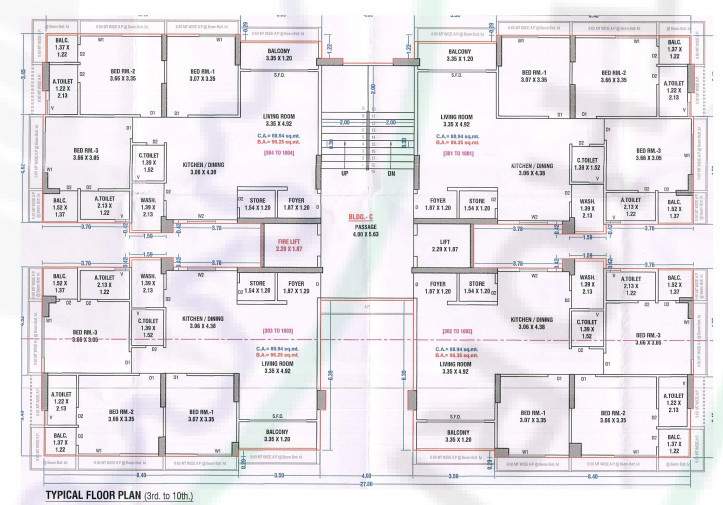  skycity world Tower C Cluster Plan from 3rd to 10th Floor