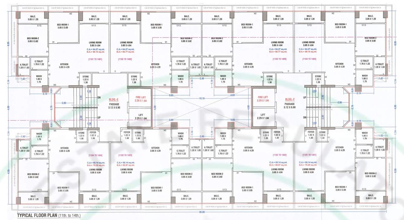  skycity world Tower E,F Cluster Plan from 11th to 14th Floor