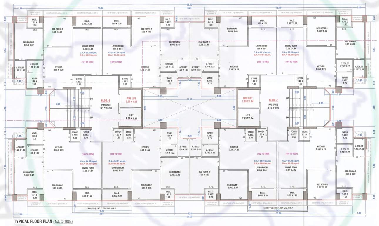  skycity world Tower E,F Cluster Plan from 1st to 10th Floor