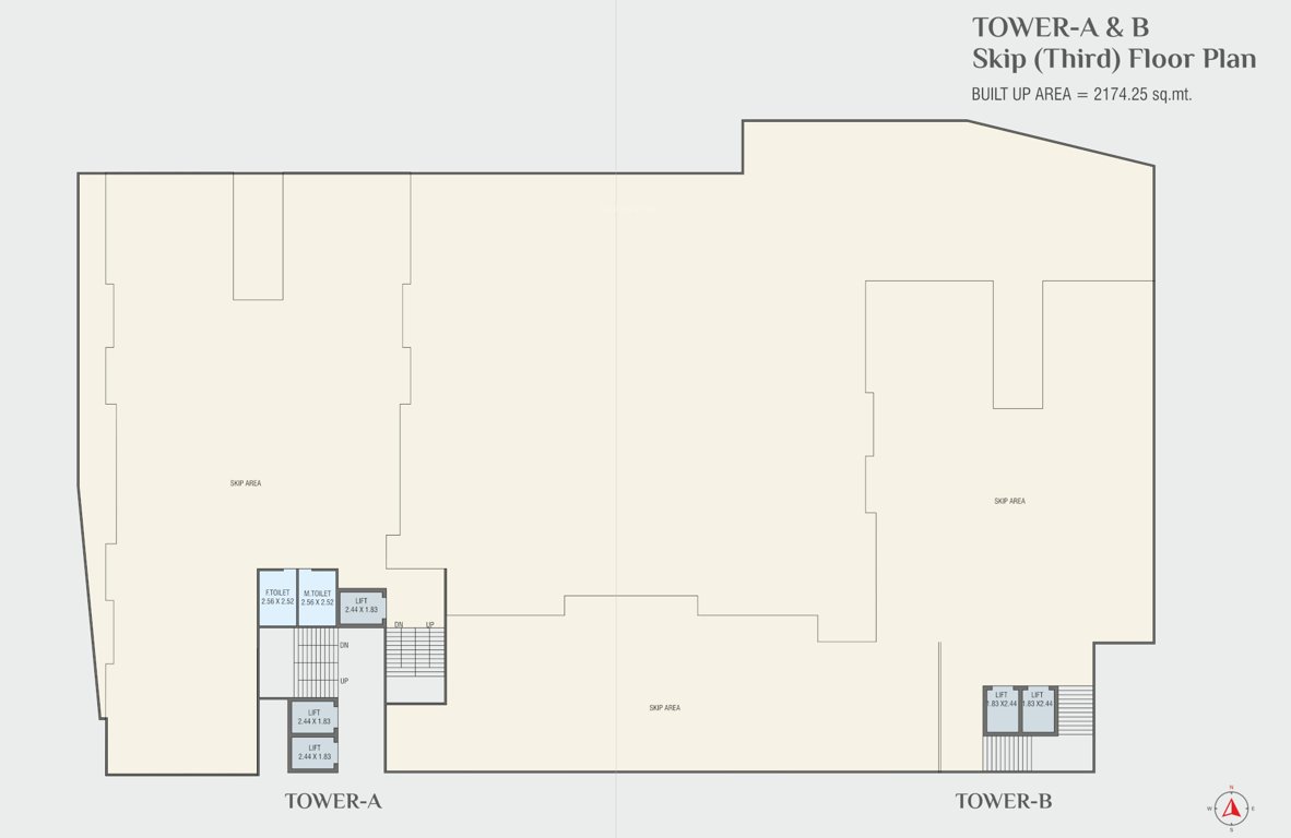 the manjalpur crossway TOWER AB Cluster Plan for 3rd Floor