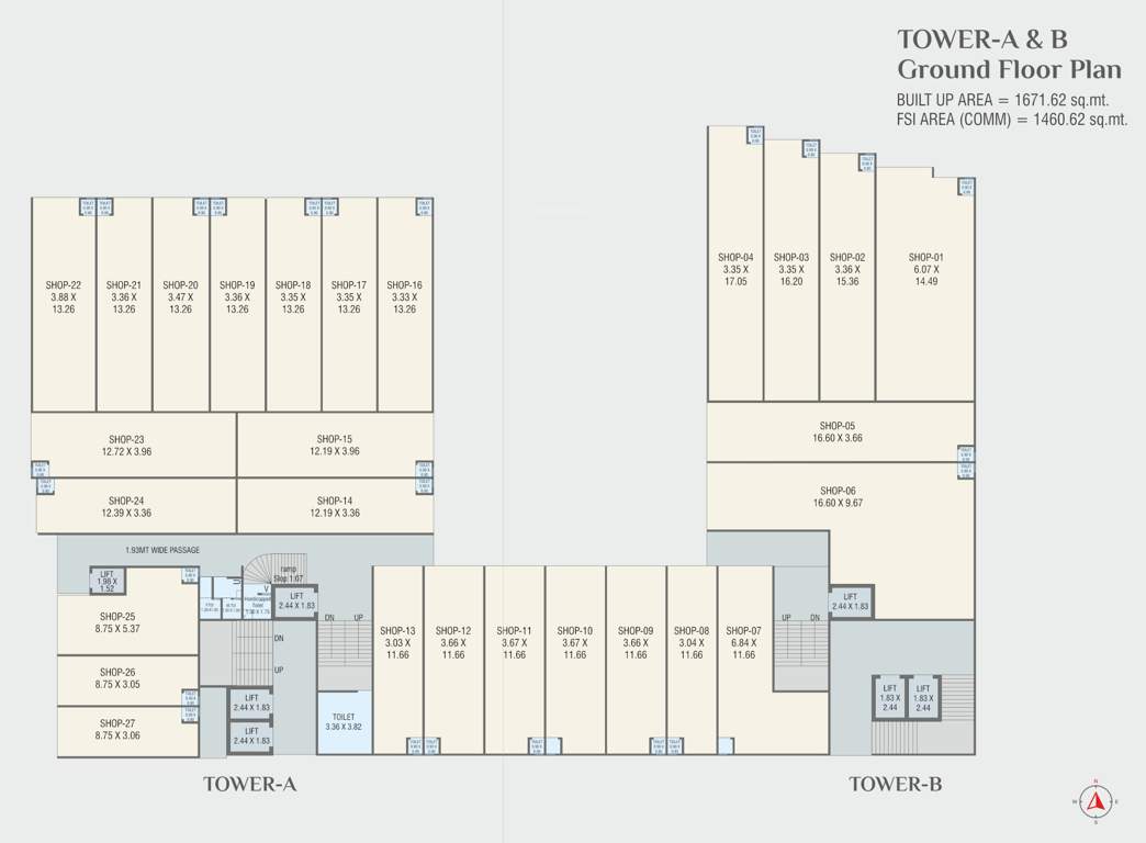 the manjalpur crossway TOWER AB Cluster Plan for ground Floor