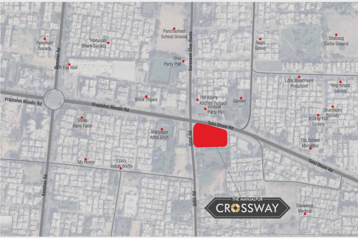 the manjalpur crossway Location Plan