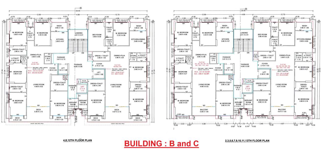 selenic B Cluster Plan from 2nd to 13th Floor