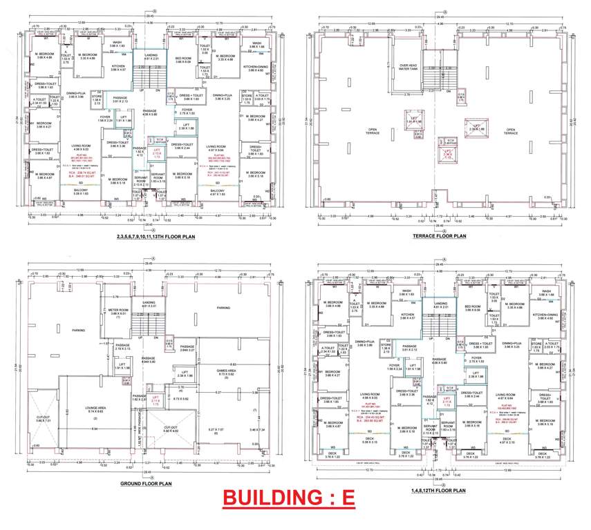 selenic E Cluster Plan from ground to 13th Floor