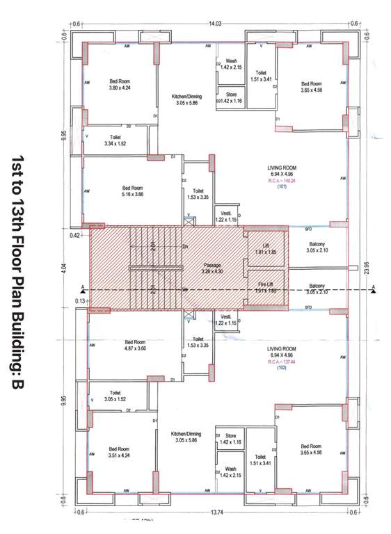  calistaa B Cluster Plan from 1st to 13th Floor