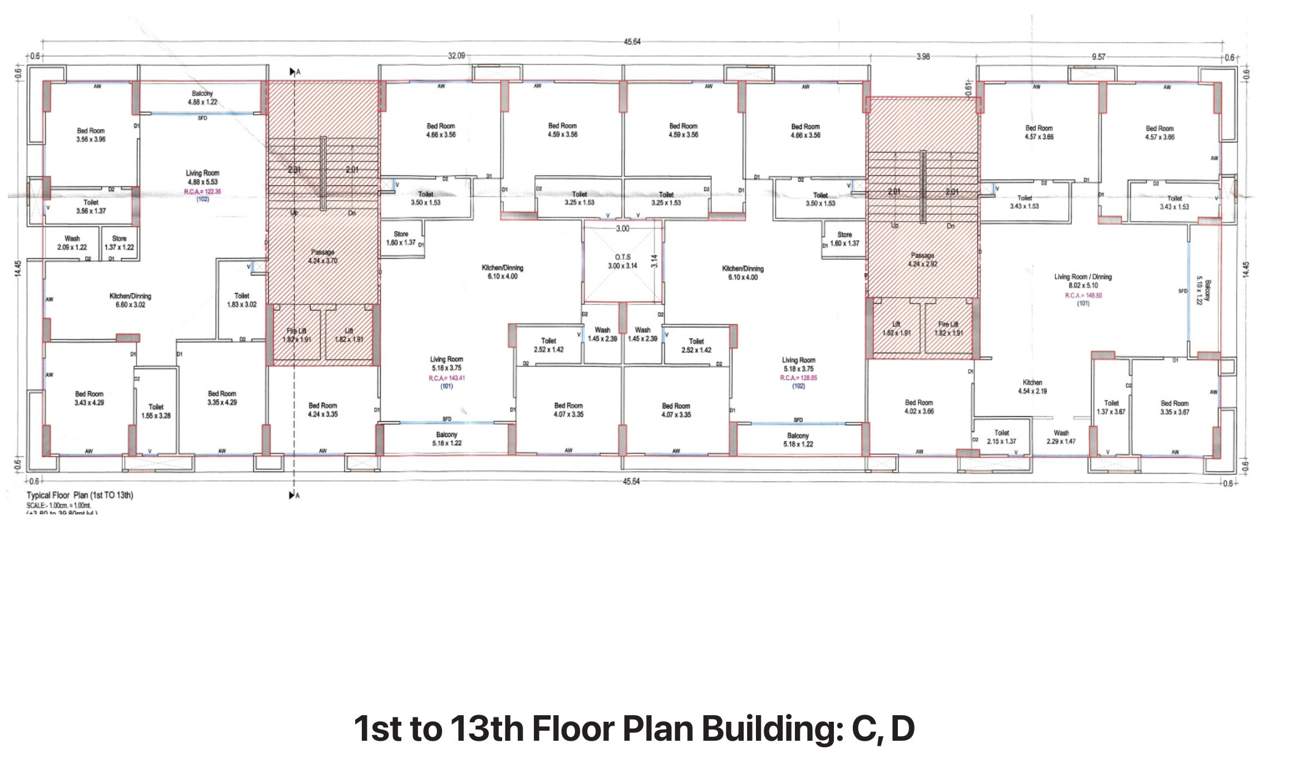  calistaa C + D Cluster Plan from 1st to 13th Floor