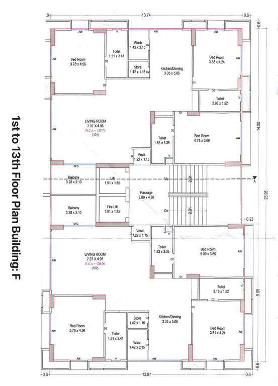  calistaa F Cluster Plan from 1st to 13th Floor