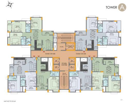  aryavarta Block A Cluster Plan from 1st to 12th Floor