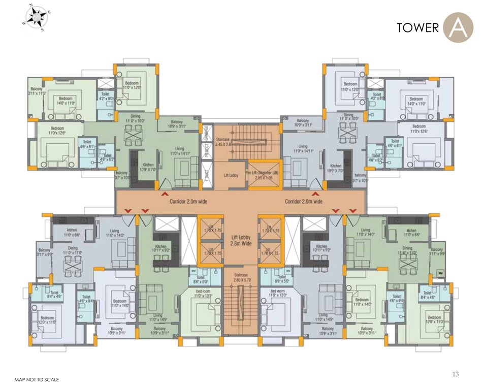  aryavarta Block A Cluster Plan from 1st to 12th Floor