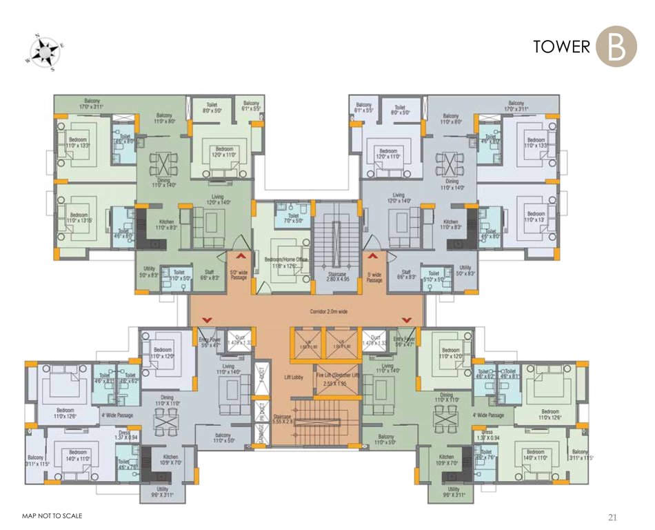  aryavarta Block A Cluster Plan from 1st to 12th Floor