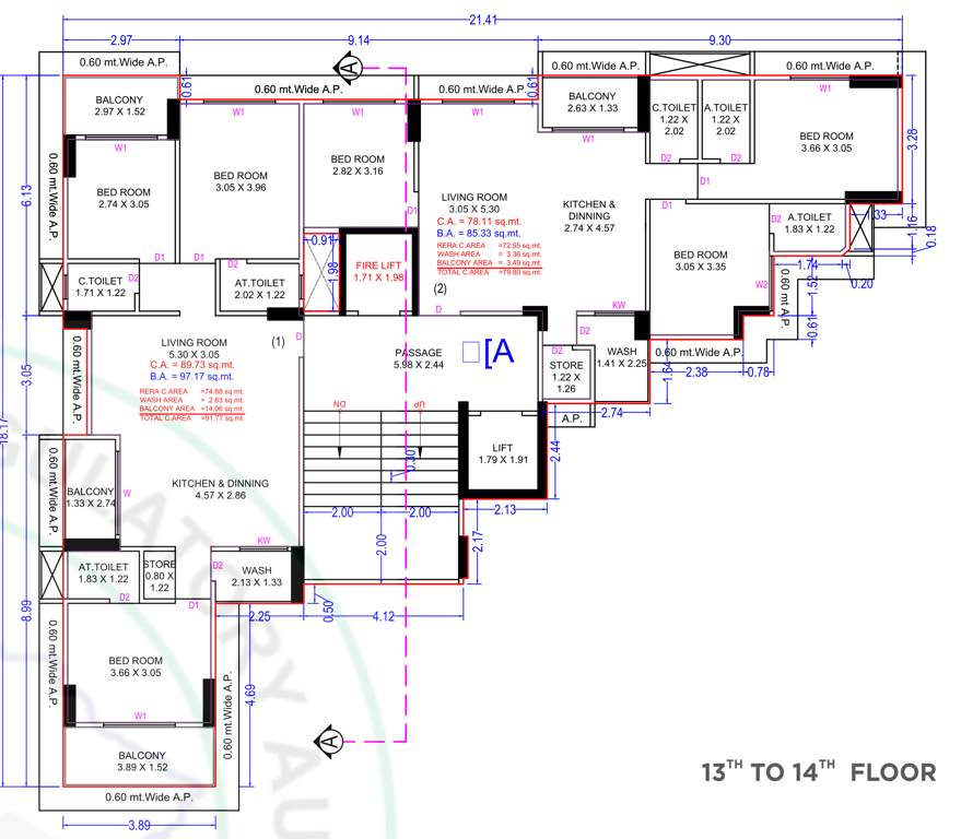  prayosha vista Tower A Cluster Plan from 13th to 14th Floor