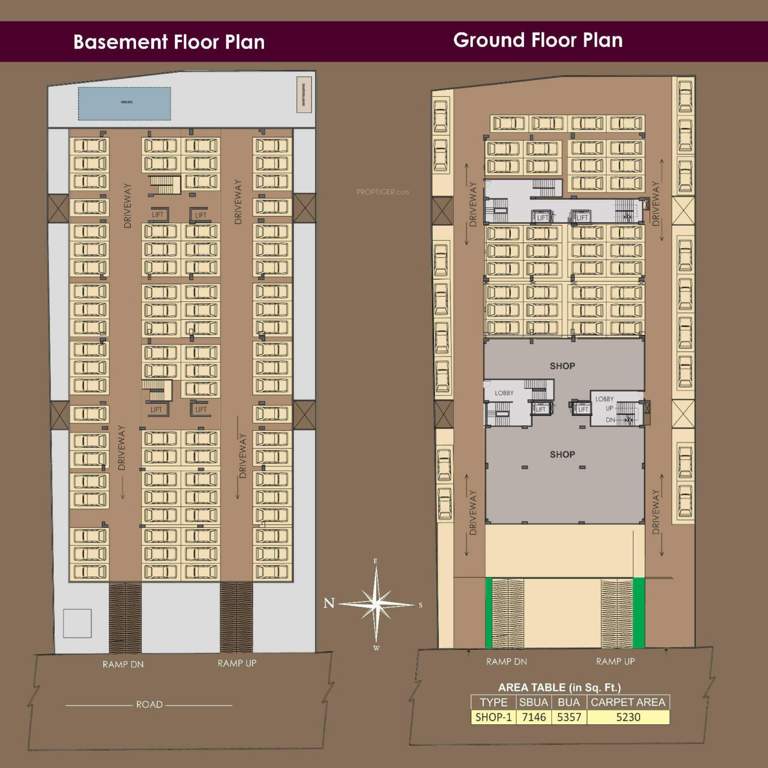 height Block A And B Cluster Plan for Basement And ground Floor
