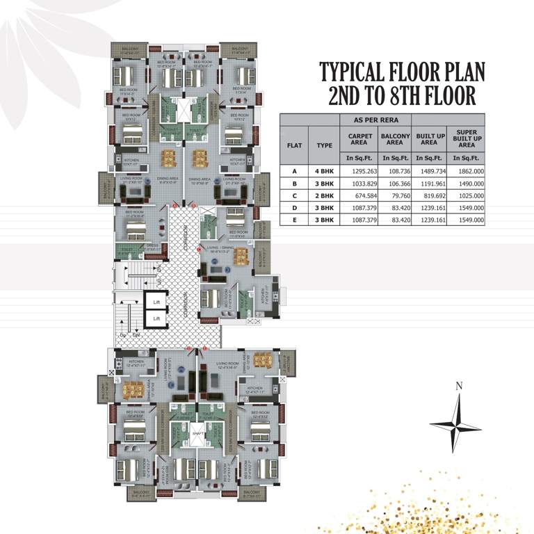  girija apartment Girija Apartment Cluster Plan from 2nd to 8th Floor