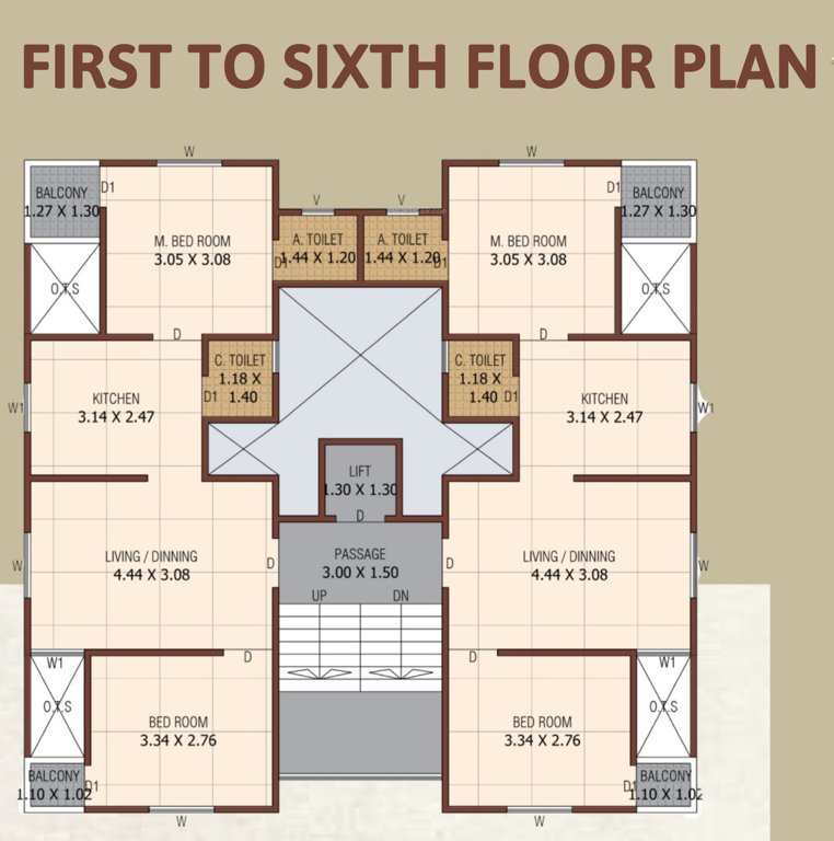 shree hari flats Tower C Cluster Plan from 1st to 6th Floor