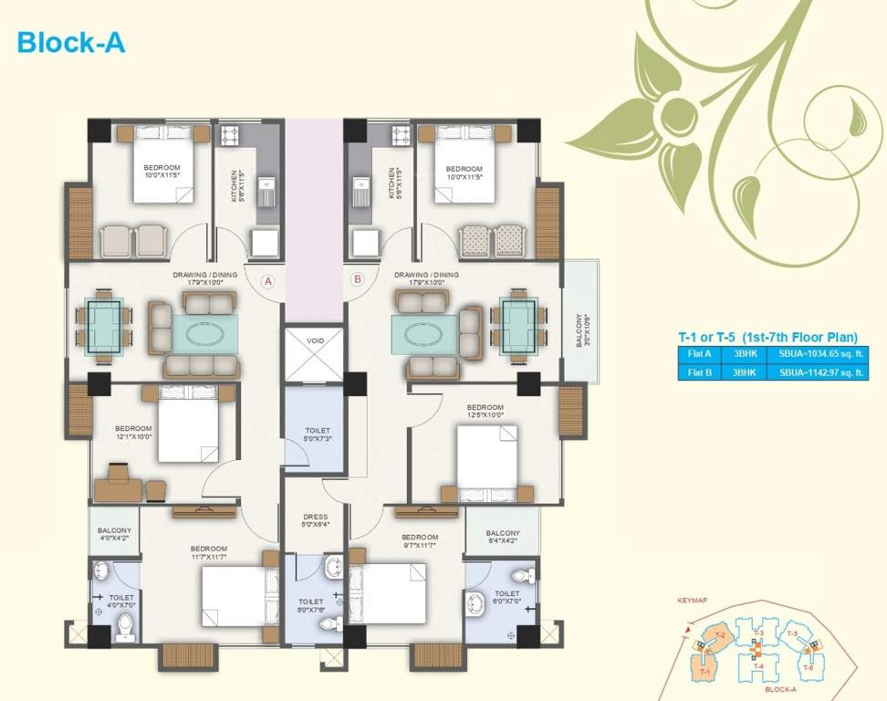south city Block A 1 And 5 Cluster Plan from 1st to 7th Floor
