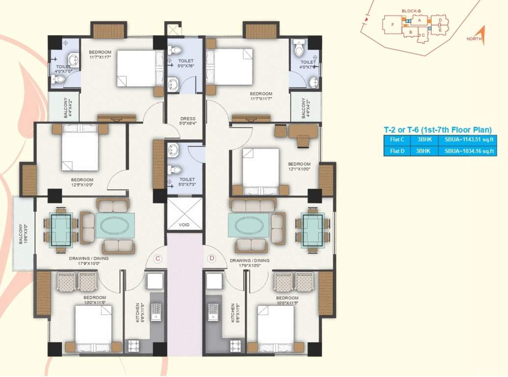 south city Block A 2 And 6 Cluster Plan from 1st to 7th Floor