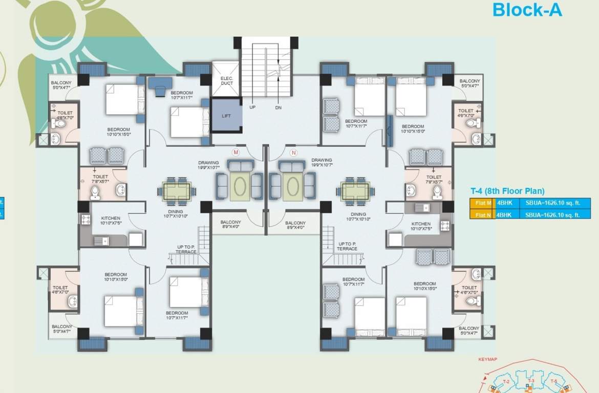 south city Block A 4 Cluster Plan for 8th Floor