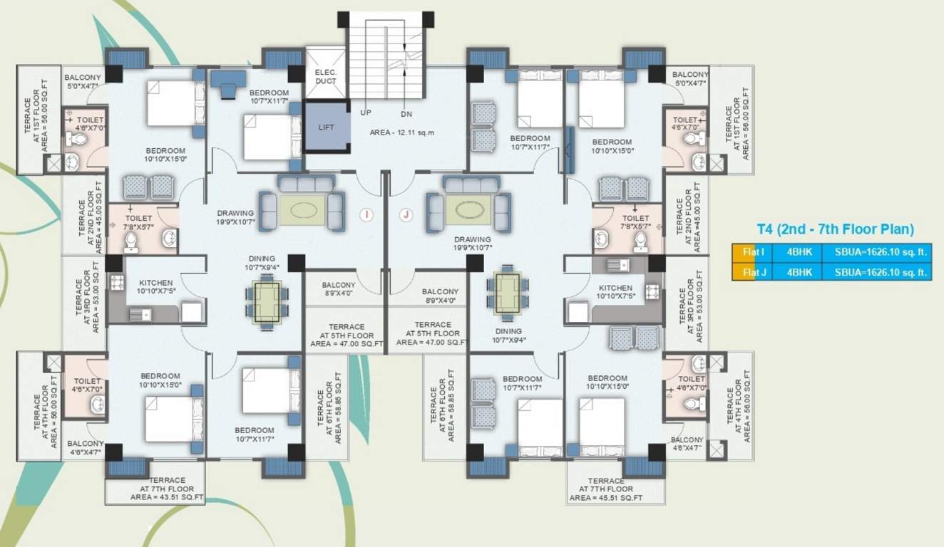 south city Block A 4 Cluster Plan from 2nd to 7th Floor