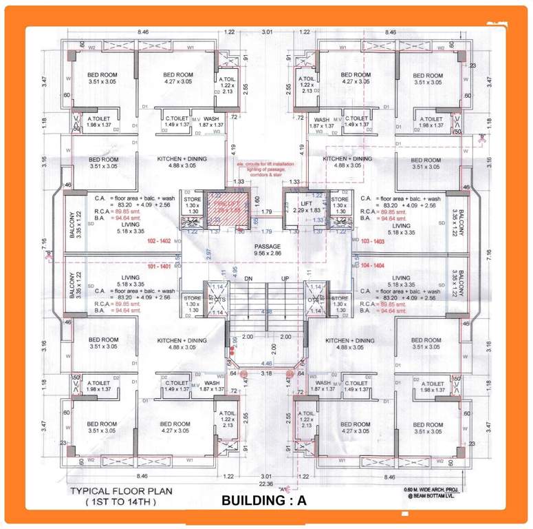  rosewood Tower A Cluster Plan from 1st to 14th Floor