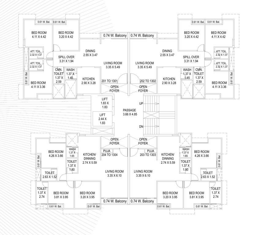  madhuvan sparsh B Cluster Plan from 2nd to 13th Floor