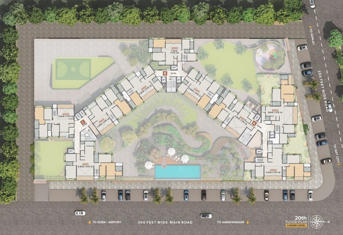  krish skylar Block A To Block C Cluster Plan for 20th Floor