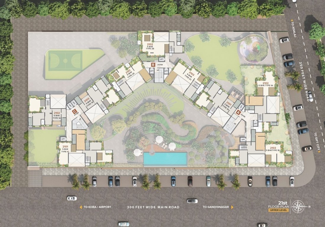  krish skylar Block A To Block C Cluster Plan for 21th Floor