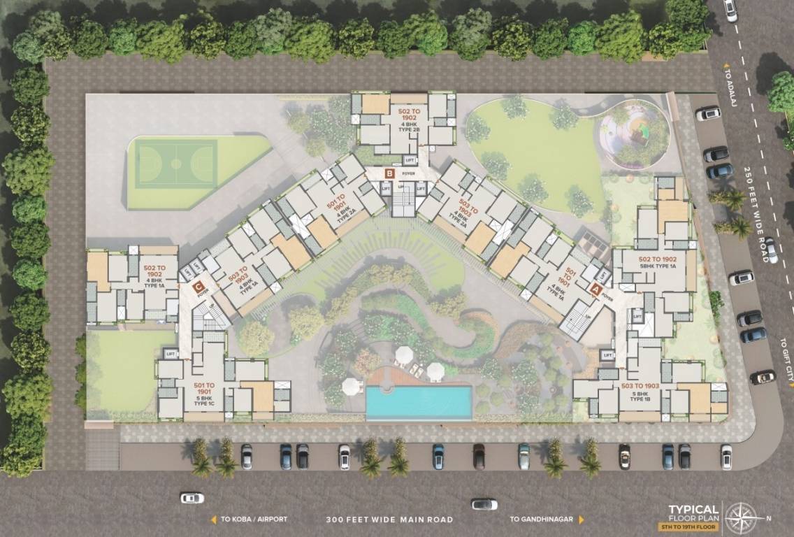  krish skylar Block A To Block C Cluster Plan from 5th to 19th Floor