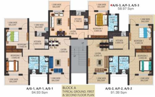  naifer-k-b-enclave-phase-1 Tower A Cluster Plan from ground to 2nd Floor