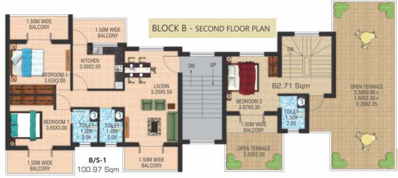  naifer k b enclave phase 1 Tower B Cluster Plan for 2nd Floor