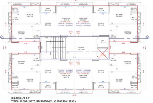  shilalekh-heights Tower A,B Cluster Plan from 1st to 14th Floor