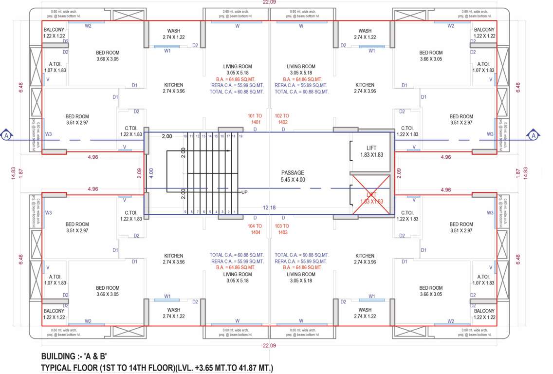  shilalekh heights Tower A,B Cluster Plan from 1st to 14th Floor