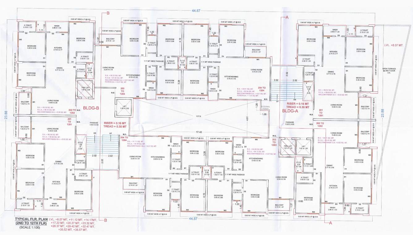 swarna sopan Tower A Cluster Plan from 2nd to 12th Floor
