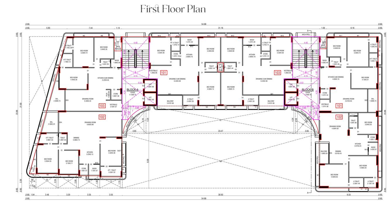 sahjanand shreehari Block A, B Cluster Plan for 1st Floor