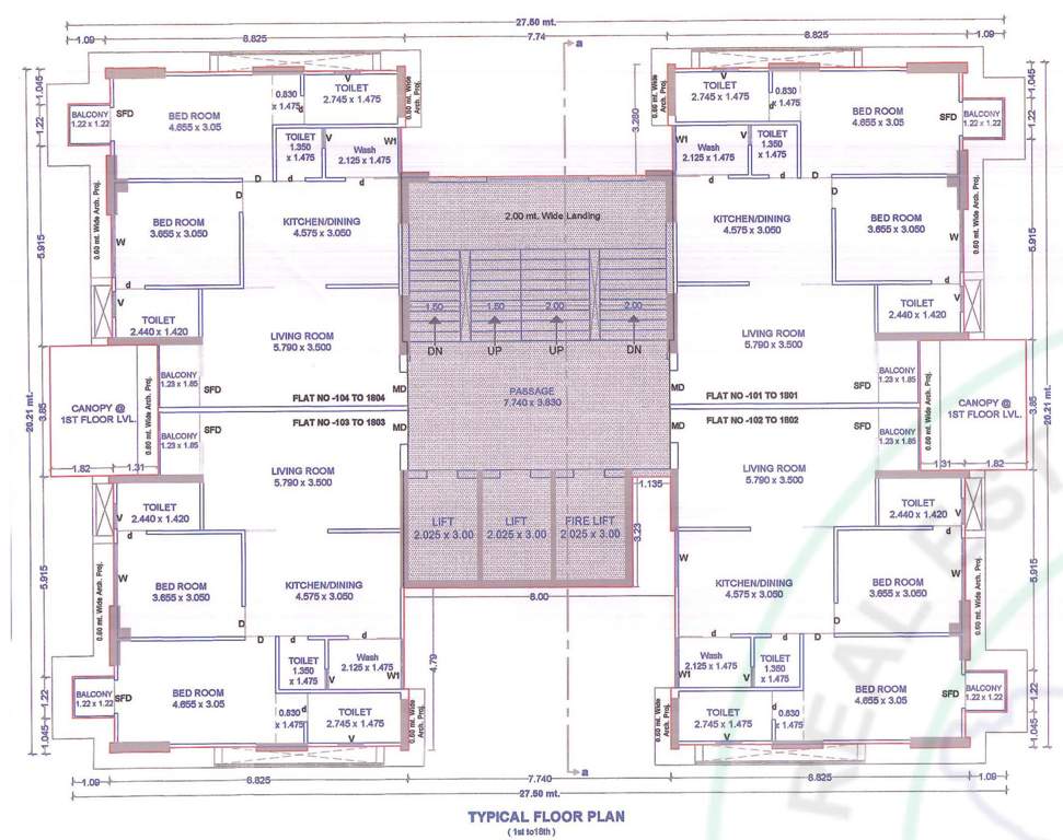  rajhans unica Tower C Cluster Plan from 1st to 18th Floor