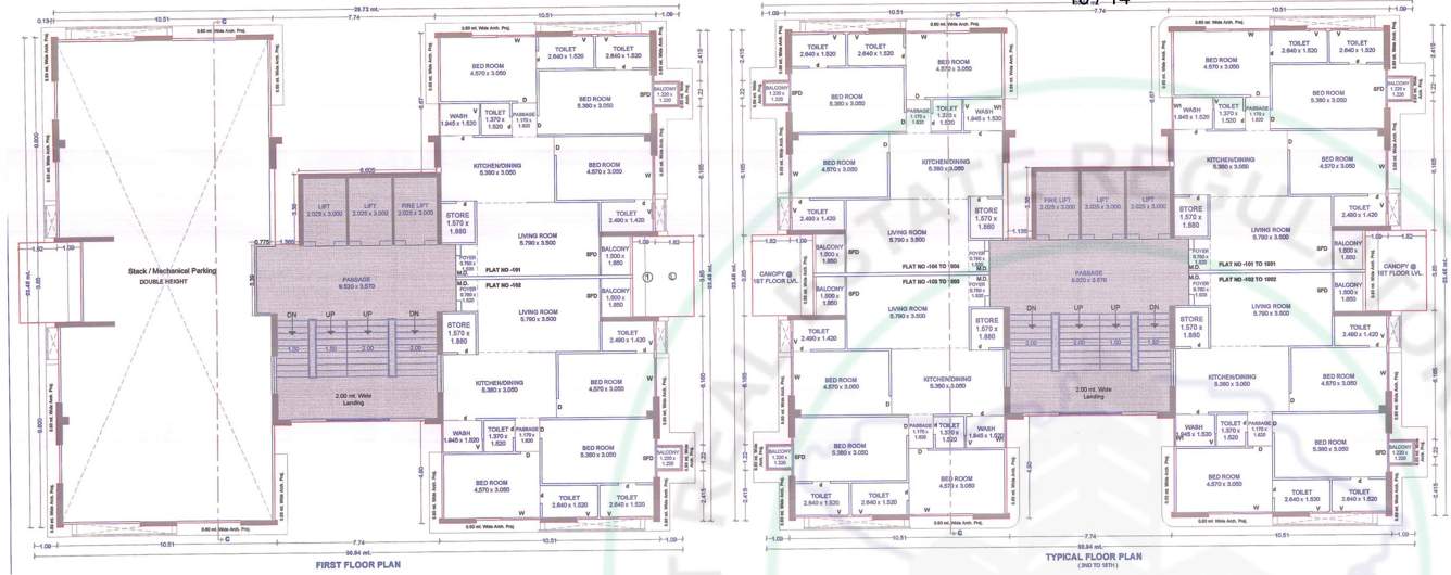  rajhans unica Tower E,G Cluster Plan from 1st to 18th Floor