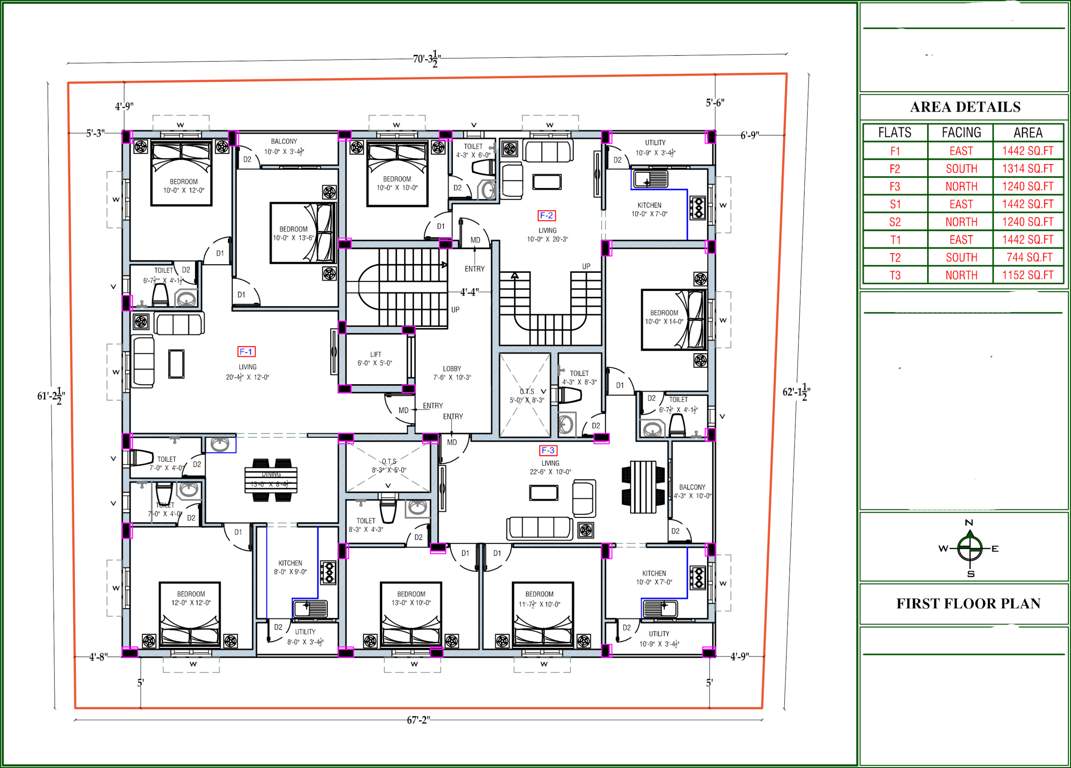  homes flat Homes Flat Cluster Plan for 1st Floor