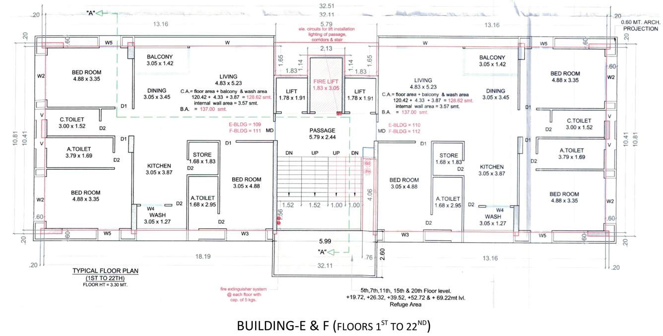  ofira peak Tower Building E,F Cluster Plan from 1st to 22th Floor